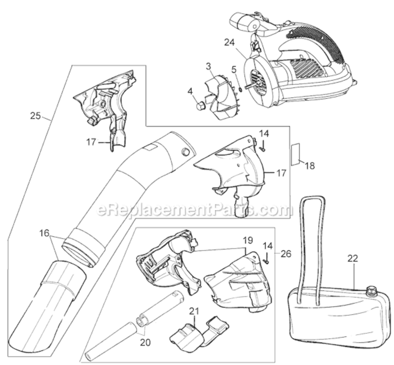 Page A Diagram and Parts List for BV2500 Type 7 Black and Decker Leaf Blower / Vacuum